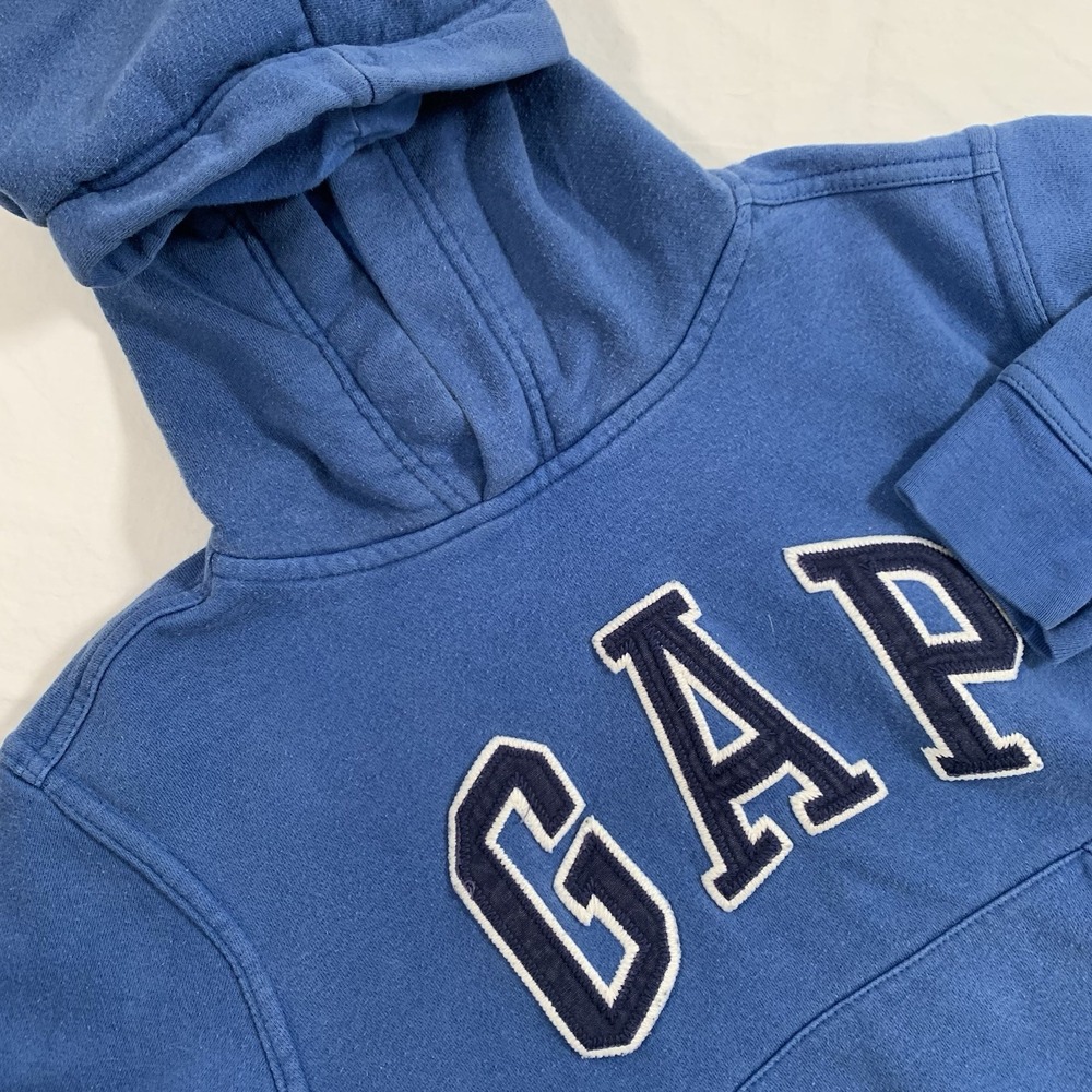 Gap Kids Boy's Baltic Blue‎ Logo Hoodie XS 4-5 Fleece Pullover Kangaroo Pocket